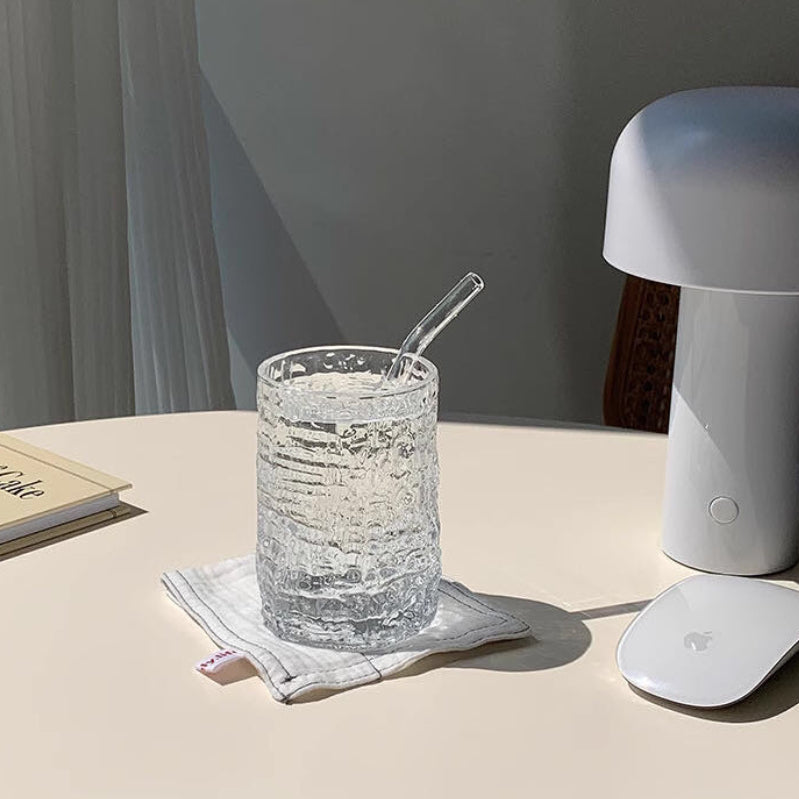 Set 6 Vasos de Cristal 250ml y 300ml Transparentes y Aptos para Lavavajillas Diseño Único con Textura de Corteza