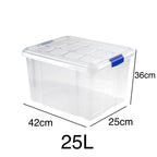 Set 3 Cajas de Ordenación 25L Almacenamiento Plástico Transparente Hermético