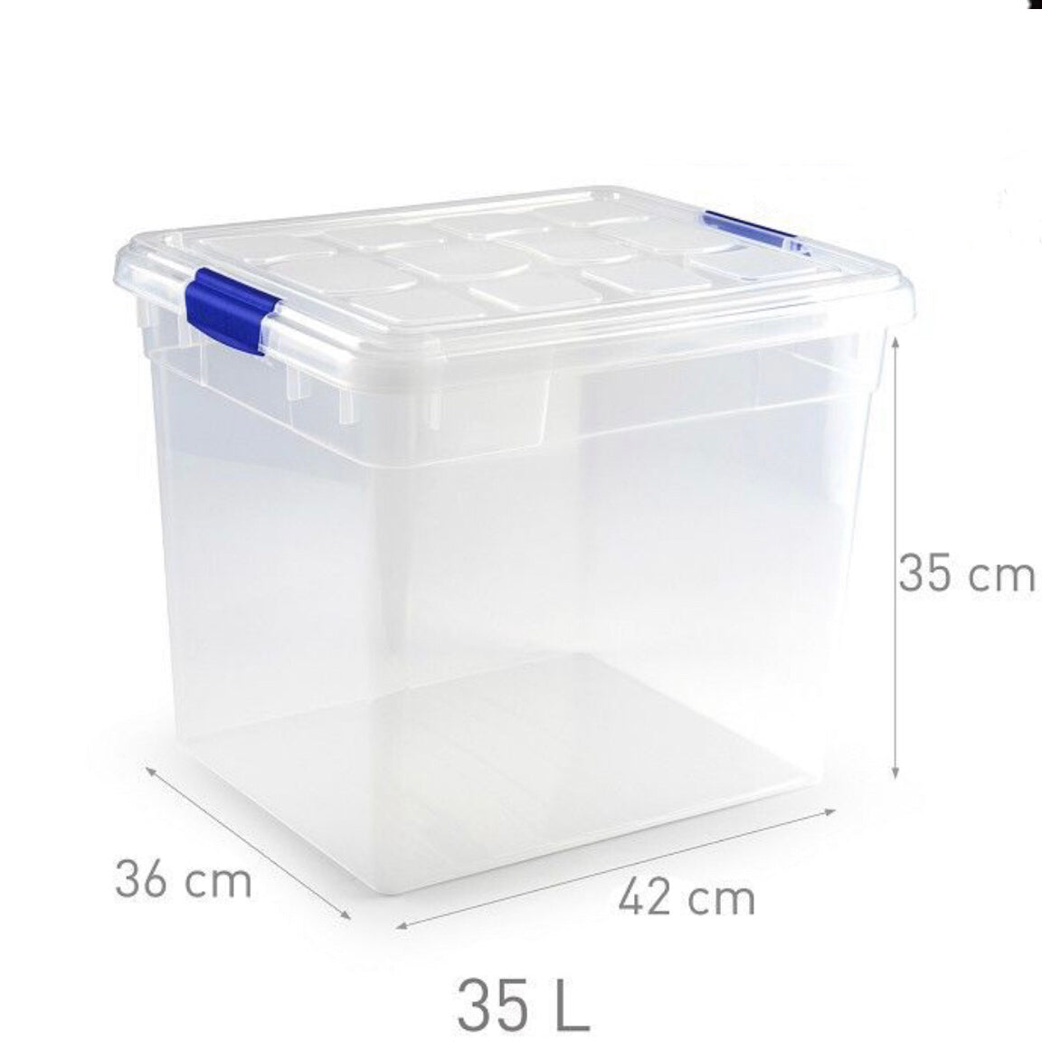 Set 3 Cajas de Ordenación 35L Almacenamiento Plástico Transparente Hermético