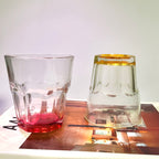 Set de 6 Vasos Colores y Transparente, Vaso de Cristal agua de 285 ml, Vaso de Agua y Bebidas, Aptos para Lavavajillas
