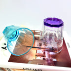 Set de 6 Vasos Colores y Transparente, Vaso de Cristal agua de 285 ml, Vaso de Agua y Bebidas, Aptos para Lavavajillas