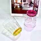 Set de 6 Vasos Colores y Transparente, Vaso de Cristal agua de 285 ml, Vaso de Agua y Bebidas, Aptos para Lavavajillas