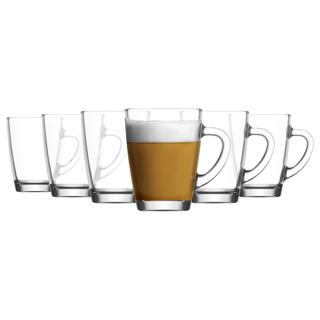 Set de 6 Tazas Transparentes de cristal agua de 300 cc para Desayuno, Taza de Vidrio,Productos de vidrio,Tazas para Café y Té, tazas de Agua, Bebida y Alcohol