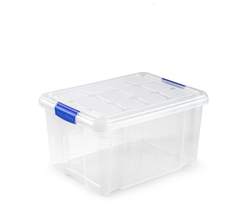 Set 3 Cajas de Ordenación 25L Almacenamiento Plástico Transparente Hermético