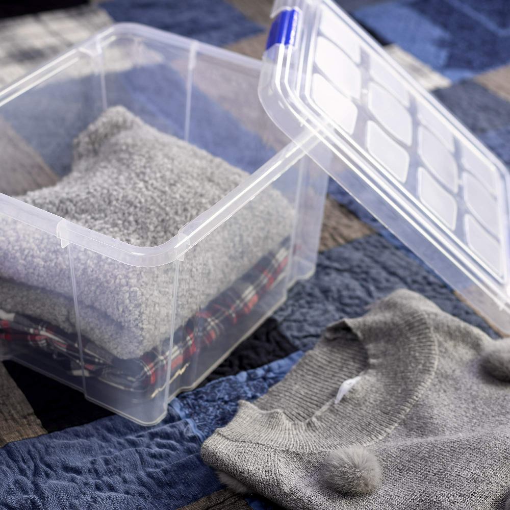 Set 3 Cajas de Ordenación  16L Almacenamiento Plástico Transparente Hermético