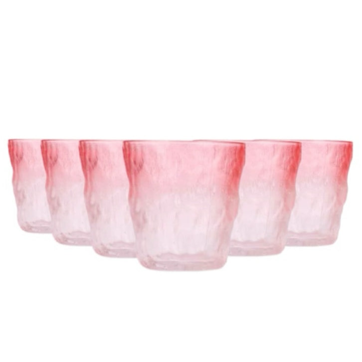 Set de 6 Vasos Colores o Transparente, Vaso de Cristal agua de 270 ml, Vaso de Agua y Bebidas, Aptos para Lavavajillas (Vaso Rosa 270ml)