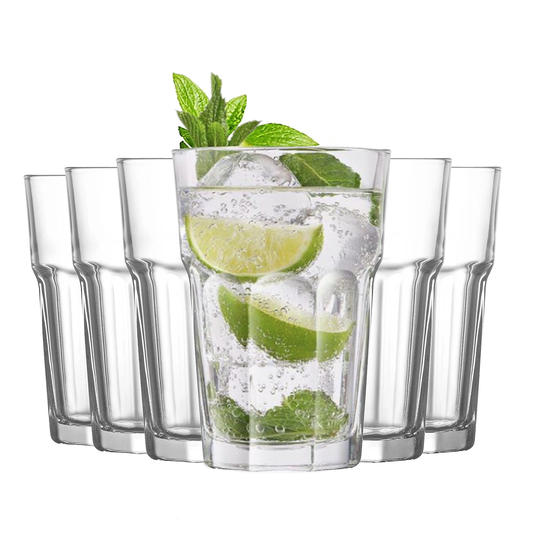 Set de 6 Vasos de Cristal Agua, Vasos de Cristal Transparente de 365cc,Aptos para Lavavajillas