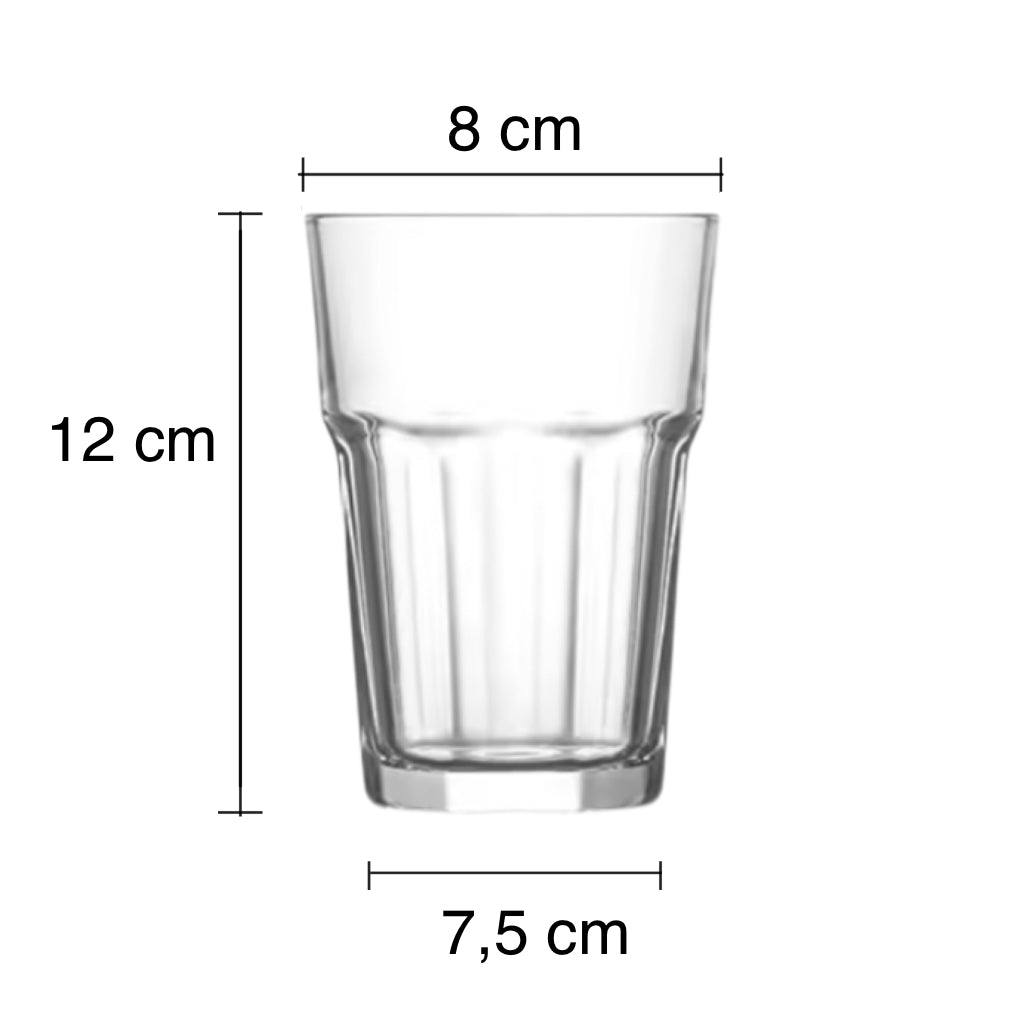 Set de 6 Vasos de Cristal Agua, Vasos de Cristal Transparente de 365cc,Aptos para Lavavajillas