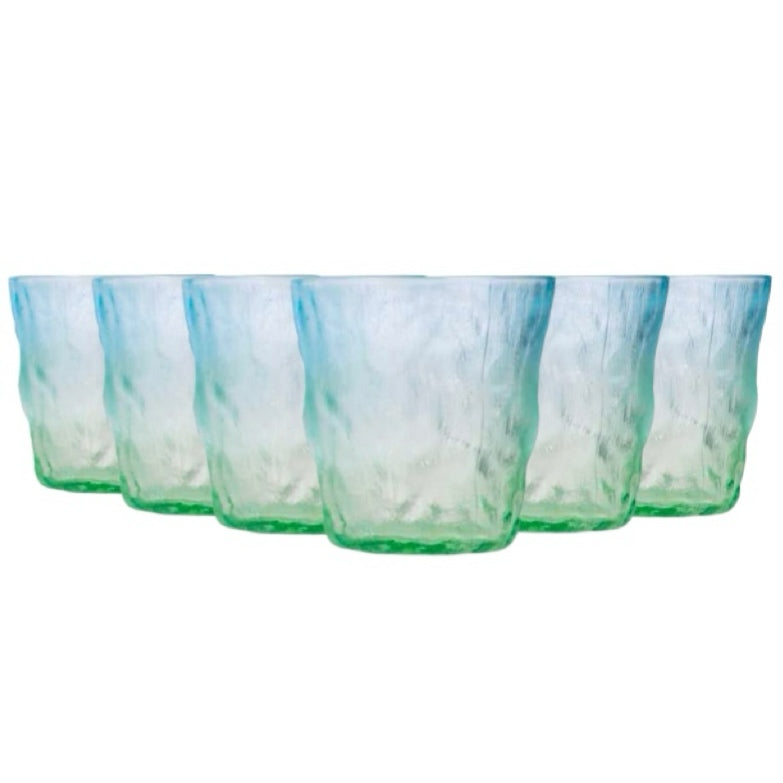Set de 6 Vasos Colores o Transparente, Vaso de Cristal agua de 270 ml, Vaso de Agua y Bebidas, Aptos para Lavavajillas (Vaso Verde 270ml)