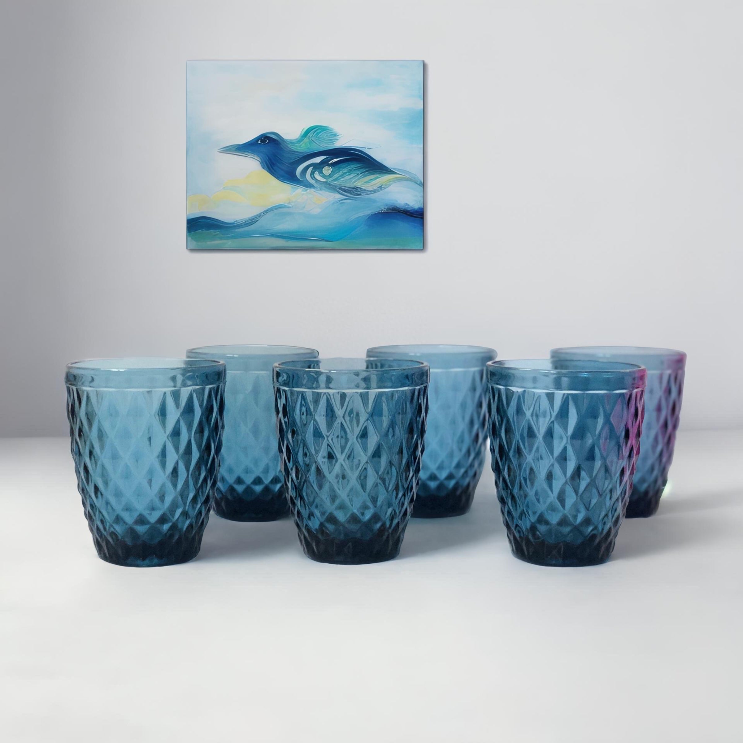 Set de 6 Vasos de Cristal 250ml | Diseño de Diamante Elegante | Aptos para Lavavajillas | Vidrio Sin Plomo para Agua y Refrescos