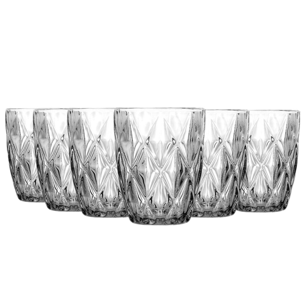 Set de 6 Vasos de Cristal Transparente, 300 ml, para Agua y Bebidas, Aptos para Lavavajillas