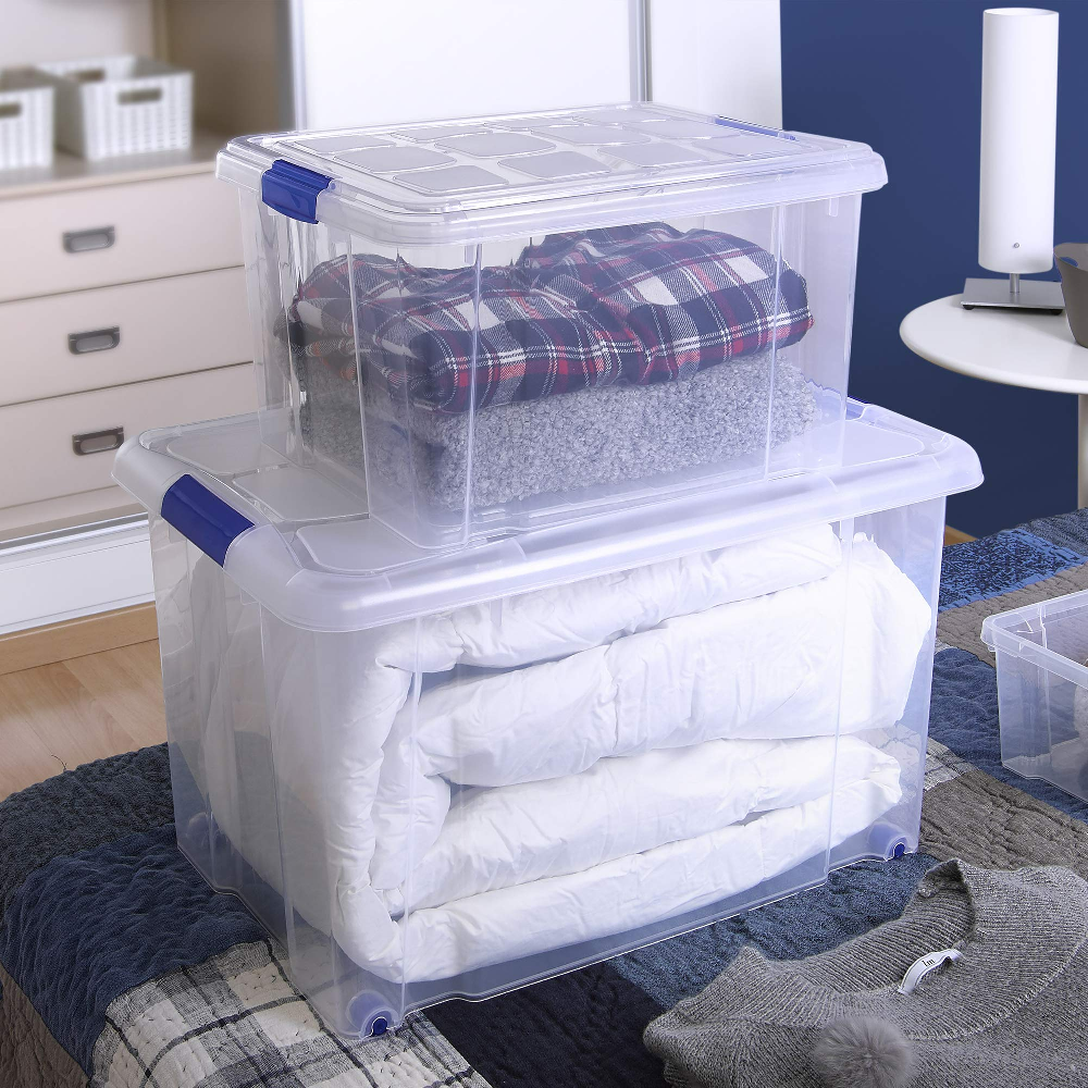 Set 3 Cajas de Ordenación  16L Almacenamiento Plástico Transparente Hermético