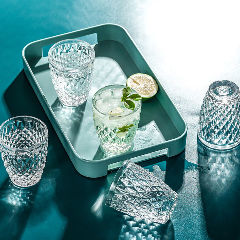 Set de 6 Vasos de Cristal 250ml | Diseño de Diamante Elegante | Aptos para Lavavajillas | Vidrio Sin Plomo para Agua y Refrescos