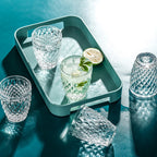 Set de 6 Vasos de Cristal 250ml | Diseño de Diamante Elegante | Aptos para Lavavajillas | Vidrio Sin Plomo para Agua y Refrescos