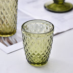 Set de 6 Vasos de Cristal 250ml | Diseño de Diamante Elegante | Aptos para Lavavajillas | Vidrio Sin Plomo para Agua y Refrescos
