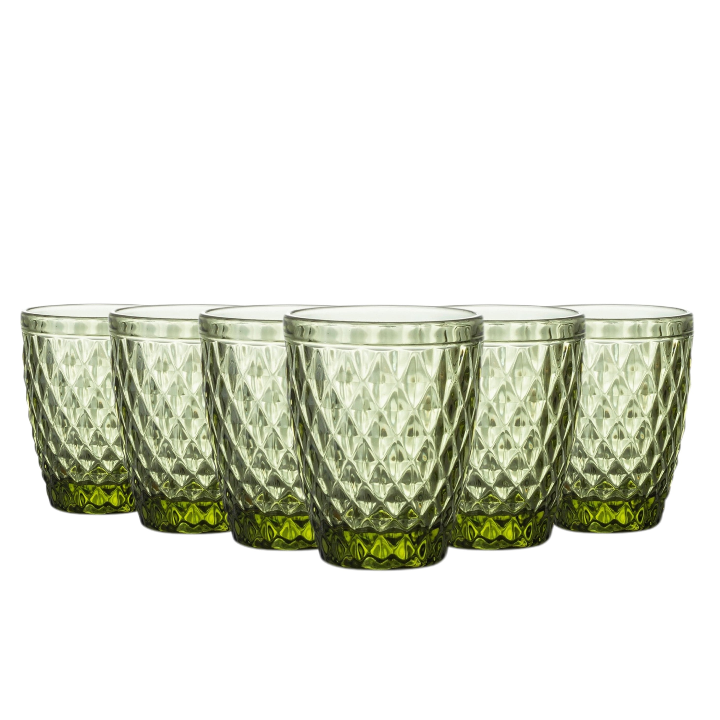 Set de 6 Vasos de Cristal 250ml | Diseño de Diamante Elegante | Aptos para Lavavajillas | Vidrio Sin Plomo para Agua y Refrescos