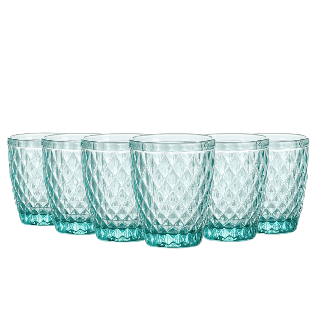 Set de 6 Vasos de Cristal 250ml | Diseño de Diamante Elegante | Aptos para Lavavajillas | Vidrio Sin Plomo para Agua y Refrescos