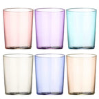 Set de 6 Vasos de Agua de Colores Pastel, Vasos de Cristal Multicolor de 510cc, Aptos para Lavavajillas