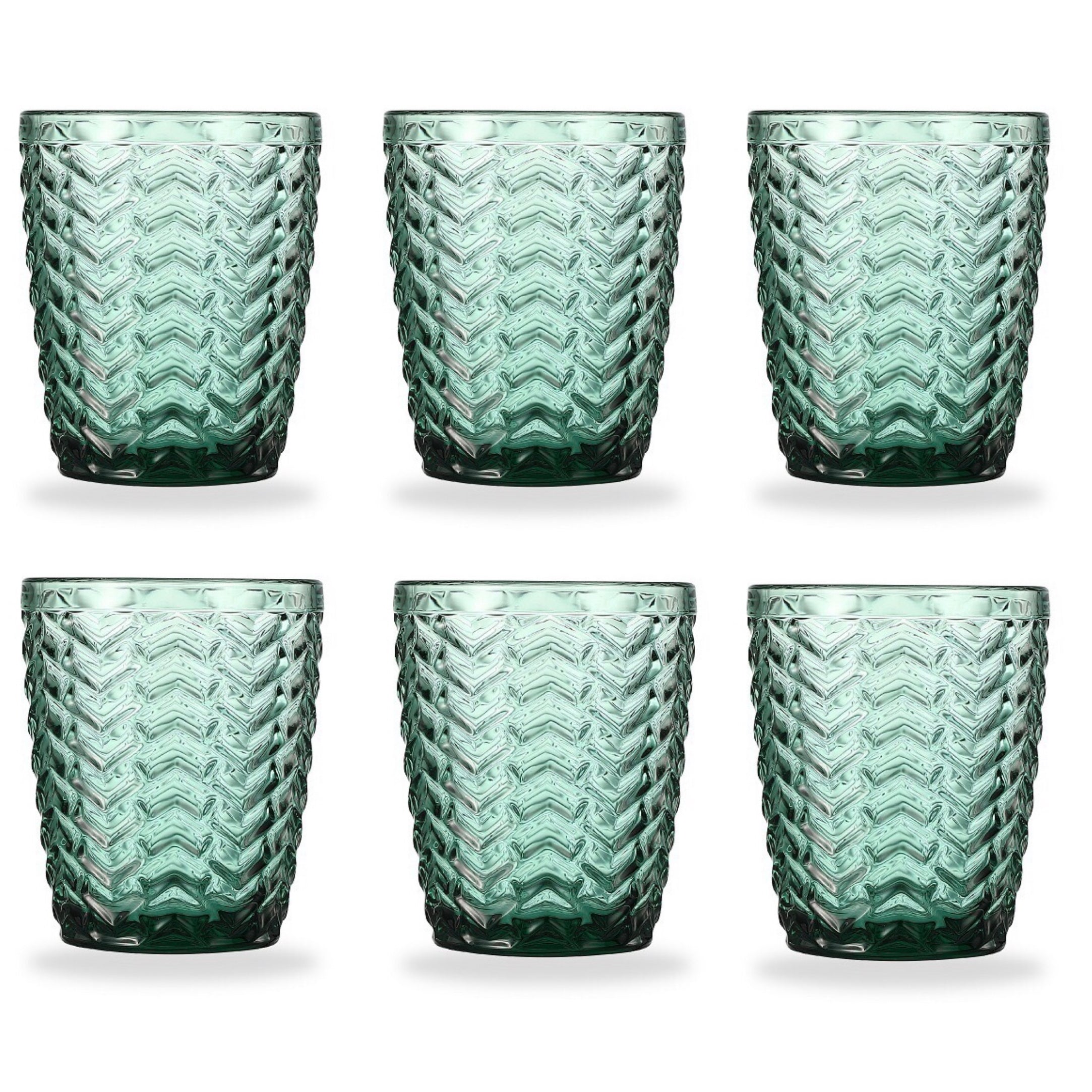 Set de 6 Vasos Colores , Vaso de Cristal agua de 290cc, Vaso de Agua y Bebidas, Aptos para Lavavajillas (Verde)