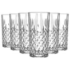 Set de 6 Vasos de Cristal Agua y Bebidas, Vasos de Cristal Transparentes de 356cc, Aptos para Lavavajillas