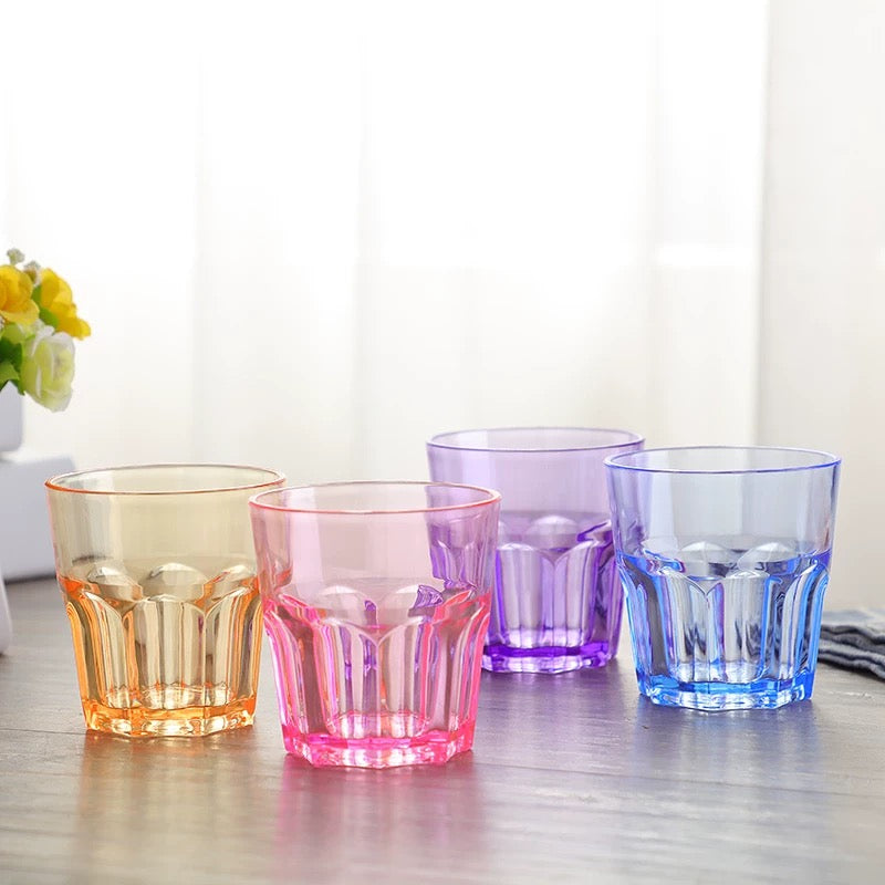 Set de 6 Vasos de Colores Pastel, Vasos de Cristal Multicolor Altos de 300ml,Aptos para Lavavajillas (300ml Todo color)
