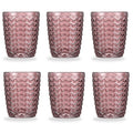 Set de 6 Vasos Colores , Vaso de Cristal agua de 290cc, Vaso de Agua y Bebidas, Aptos para Lavavajillas (Rosa)