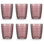Set de 6 Vasos Colores , Vaso de Cristal agua de 290cc, Vaso de Agua y Bebidas, Aptos para Lavavajillas (Rosa)