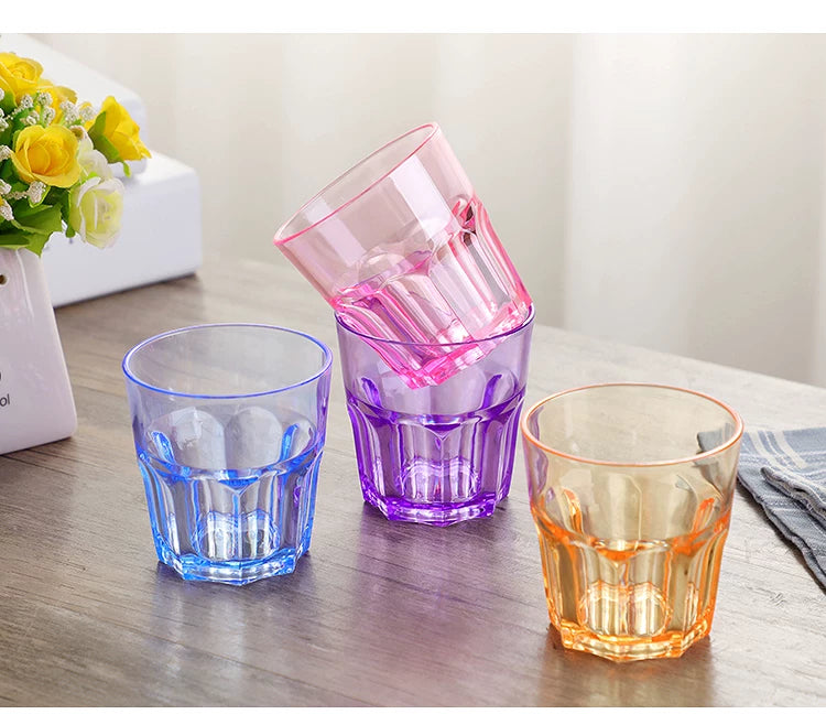 Set de 6 Vasos de Colores Pastel, Vasos de Cristal Multicolor Altos de 300ml,Aptos para Lavavajillas (300ml Todo color)