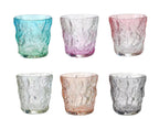 Set de 6 Vasos de cristal agua de Colores, Vasos de Cristal de 270 ml Multicolor y Transparentes, Aptos para Lavavajillas