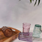 Set de 6 Vasos de Colores Pastel, Vasos de Cristal Multicolor Altos de 365cc,Aptos para Lavavajillas