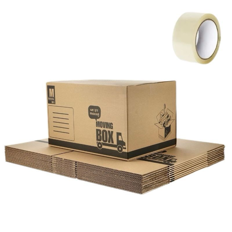 Pack de 10 Caja de Carton Multiusos con un precinto para Mudanza Embalaje, Envio Paquete Almacenaje Guarda todas cosas, cajas carton mudanza
