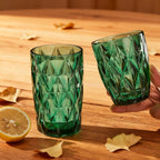 Set de 6 Vasos Colores, Vaso de Cristal agua de 360 ml, Vaso de Agua y Bebidas, Aptos para Lavavajillas