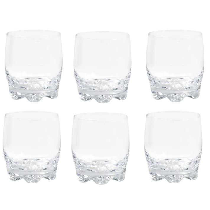 Set de 6 Vasos de Colores y Transparente de Vidrio de 290ml