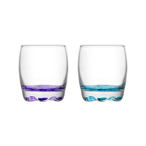 Set de 6 Vasos de Colores y Transparente de Vidrio de 290ml