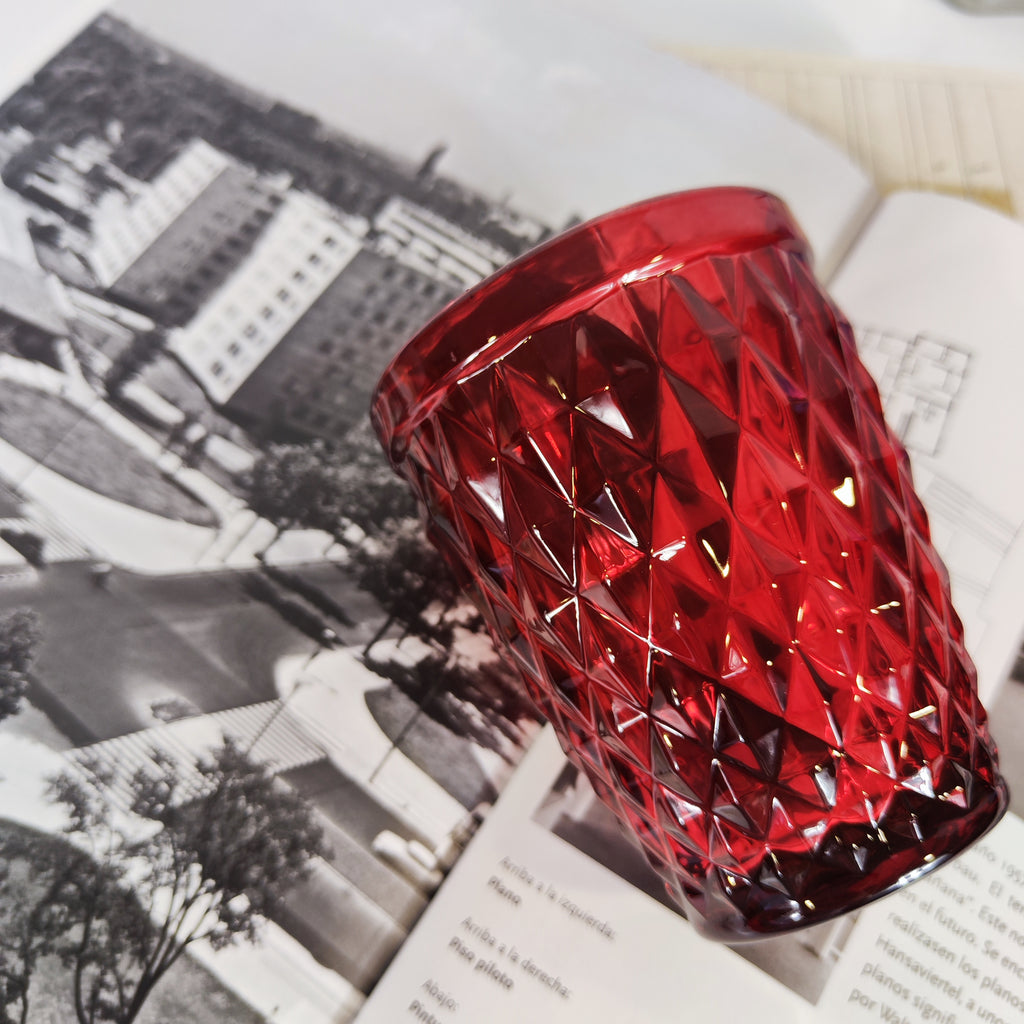 Set de 6 Vasos de Cristal 250ml | Diseño de Diamante Elegante | Vidrio Sin Plomo para Agua y Refrescos