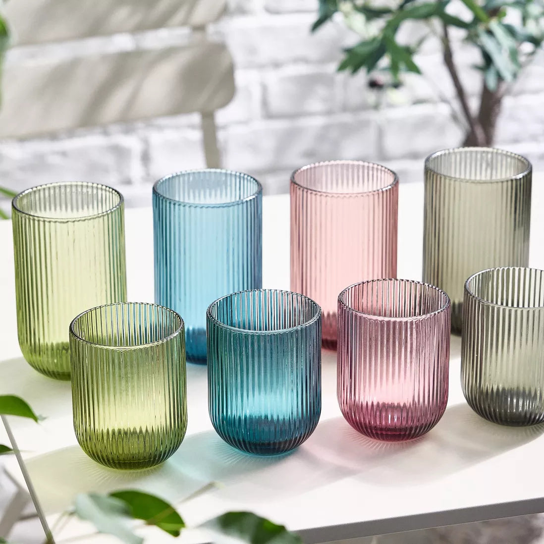Set de 6 Vasos de Colores de cristales,Vaso de Vidrio de 430ml ,Productos de vidrio de alta calidad,Vasos de Bebida, Alcohol y Agua, Apto para uso diario