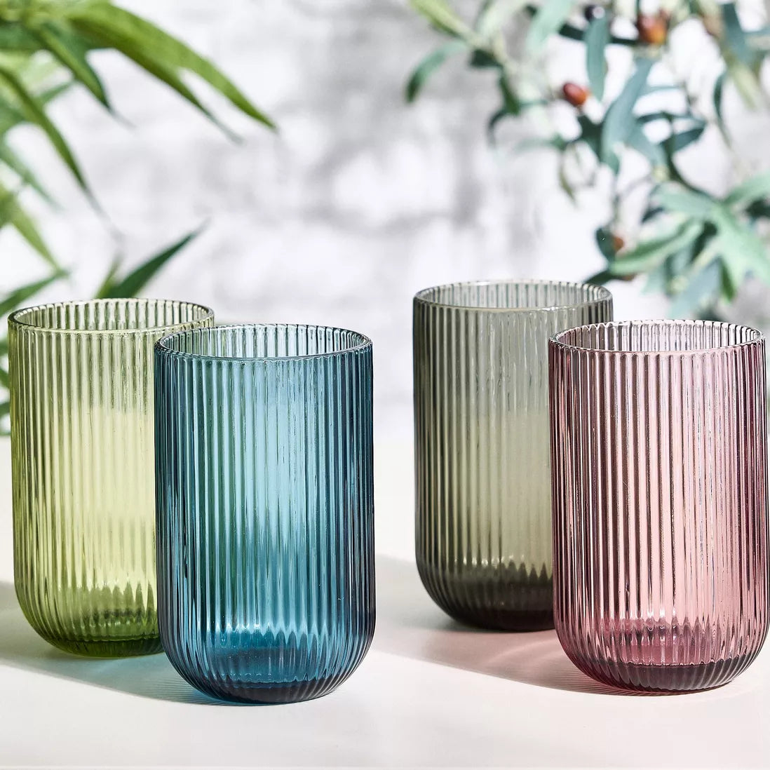 Set de 6 Vasos de Colores de cristales,Vaso de Vidrio de 430ml ,Productos de vidrio de alta calidad,Vasos de Bebida, Alcohol y Agua, Apto para uso diario