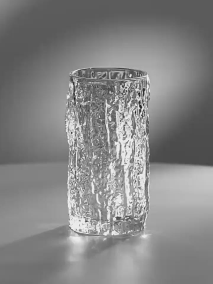 Set 6 Vasos de Cristal 250ml y 300ml Transparentes y Aptos para Lavavajillas Diseño Único con Textura de Corteza